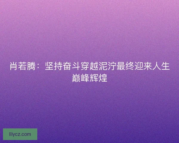 肖若腾:坚持奋斗穿越泥泞最终迎来人生巅峰辉煌 肖若腾:坚持奋斗穿越泥泞最终迎来人生巅峰辉煌