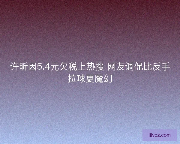 许昕因5.4元欠税上热搜 网友调侃比反手拉球更魔幻